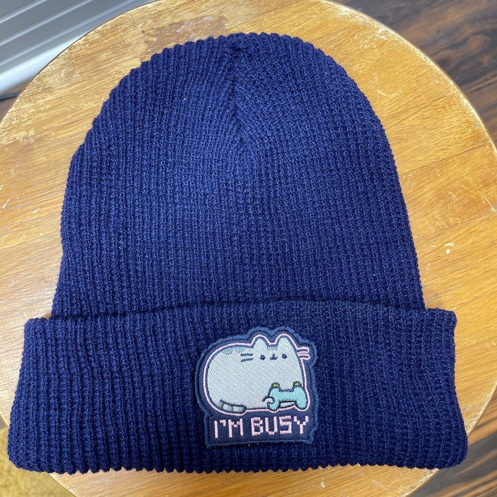 Pusheen Gaming Knit Beanie with Cat and Says I’m Busy